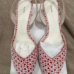 NEW Marc Jacobs Red and White Heart Heels